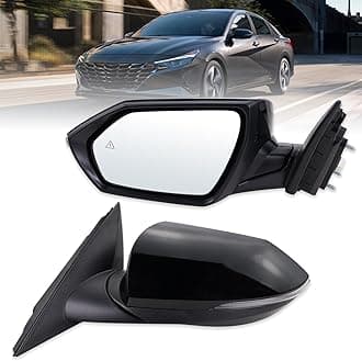 Left Driver Side Mirror Compatible With 2021 2022 2023 2024 2025 Hyundai Elantra With Manual Folding Power Glass Heated Blind Spot Turn Signal Black Replace#87610AA170(8Pins)