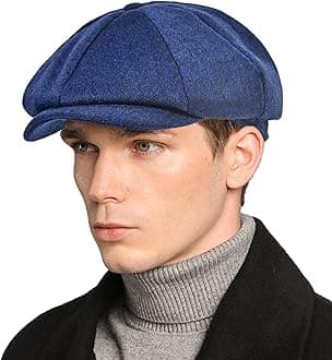 Dsia ZamurMens Newsboy Cap High Woolen Tweed Gatsby Hat Ivy Cabbie Flat Golf Cap for Fathers Women Unisex