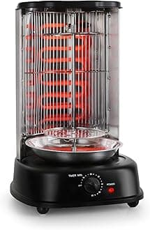 oneConcept Kebab Master - Vertical Grill, Fat-Free Rotisserie Grill, Kebab Machine, Detachable Dishwasher-Safe Parts, 1800W, 360 ° All-Round Grilling, Cool-Touch Handle, LED, Black