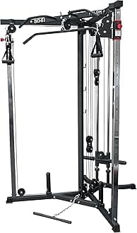 Valor Fitness Cable Crossover Machine - 17 Adjustable Positions with Pull Up Bars and Optional Bundle Attachments Max Weight 200 lb. Plate Loaded Pulley System for Home Gym Power Workout