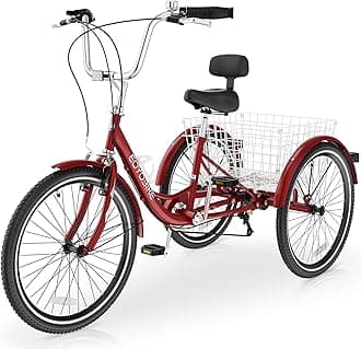 Slsy Adult Tricycle 7 Speed, 20/24/26 Inch Step-Through 3 Wheel Bike for Adults with Large Shopping Basket, 350 lb Capacity Adult Trike for Seniors, Women and Men