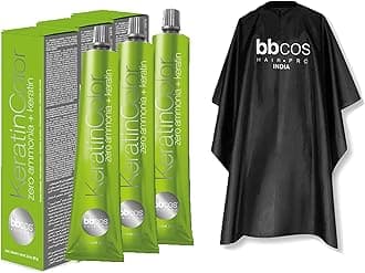 KeratinColor Zero Ammonia + Keratin Permanent Hair Color Long-lasting Hair Dye | 100 ml Pack of 3 Tubes With Safety Apron