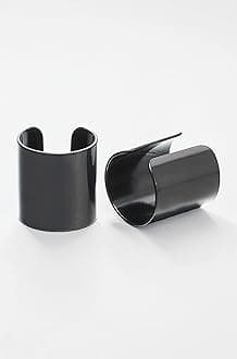 2pcs Black Stainless Steel Ear Cuff Ear Clip Non-Piercing Clip On Earrings for Men Women