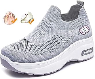 Womens Diabetic Orthopedic Shoes for Swollen Feet Ladies Platform Wide Fit Sneaker Adjustable Closure Toe Walking Sandals for Arthritis Hallux Valgus (Grey 36EU)