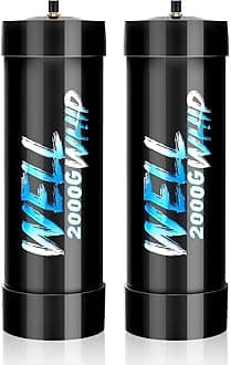 WellWhip Whipped Cream Charger - 3.3L×2（4000g） Nitrous Oxide (N2O) Tank, 99.99% Food-Grade, ISO Certified, Compatible with Most Dispensers