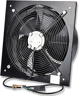 Industrial Extractor Axial Exhaust Ventilation Commercial Air Blower Fan 300mm / 12" Inches (4 Pole) 3505m3/h Black (Heavy Duty Metal Without Speed Control Regulator)