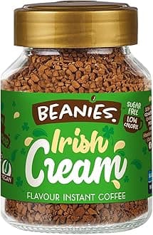 Beanies Flavour Instant Coffee - Irish Cream Instant Flavored Coffee - Bold & Adventurous Full-On Flavor - An Indulgent Sugar Free Taste Explosion - Low Calorie - Vegan & Gluten Free - Wheat & Dairy Free, 50g jar