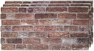 3D Wall Panels Brick Effect - Cladding, Stone Look, Styrofoam Facing for Living Room, Kitchen, Bathroom, Balcony, Bedroom and Back of Counter | Old Castle (3 Piece Panel) | Covers 16 sq ft