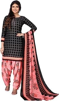 Readymade Indian Punjabi Style Crepe Patiala Salwar Suit with Dupatta for Women