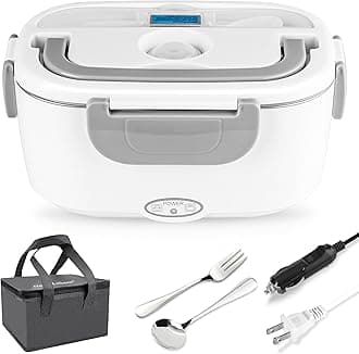 HengLiSam Electric Lunch Box Food Heater 80W Fast Heated Lunch Box for Adults, 1.5L Portable Food Warmer loncheras 12V/24V/110V for Car/Home/Office with Fork Spoon and Insulated Lunch Bag