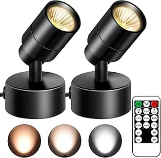 2 Pack Dimmable Spot Lights Indoor With Remote Control, 3000K/4000K/5000K Adjustable LED Up Lights, 3W Plant Spotlight Uplighting, Accent Light for Plants