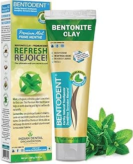 Bentodent Remineralizing Food Grade Organic Calcium Bentonite Clay Toothpaste Fluoride Free Natural Toothpaste for Adult & Kids - Mineral Toothpaste Sensitive Teeth Whitening (Premium Mint)