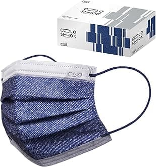 CSD Colo 30 Pcs Blue Disposable Face Masks, 3 Ply Adult Mask with Elastic Ear Loop, Nose Bridge Clip, Breathable Comfortable Mask Great for Indoor, Outdoors Use (Jean Blue)