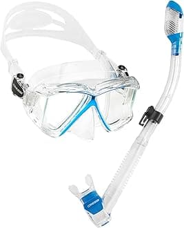 Cressi Panoramic Wide View Mask & Dry Snorkel Kit for Snorkeling, Scuba Diving - Pano 4 & Supernova Dry: designed in Italy