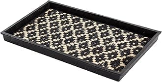 Anji Mountain AMB0BT2F-005 Rubber Boot/Shoe Tray with Coir, Fits 2 Pair (24.5" Wide), Black and Ivory Insert