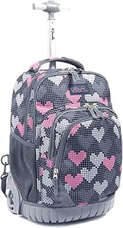 Tilami Kids Rolling Backpack 18 inch Boys and Girls Laptop Backpack, Falling Love