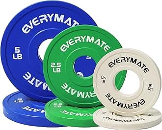 EVERYMATE Change Weight Plates 1.25LB 2.5LB 5LB Set Fractional Plate Olympic Bumper Plates for Cross Training Bumper Weight Plates Steel Insert Strength Training Weight Plates