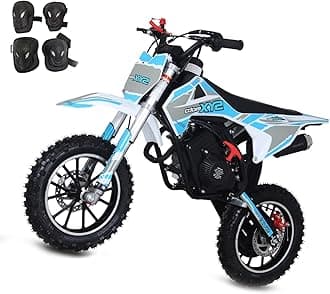 SYX MOTO 58CC 4-Stroke Kids Mini Dirt Bike, 8-14 Gas Powered Off-Road Pull Start Motorcycle Max Speed 21.75 MPH Max Load 143 LBS, Pocket Pit Trail Bikes W/EPA Approved - BlueWhite