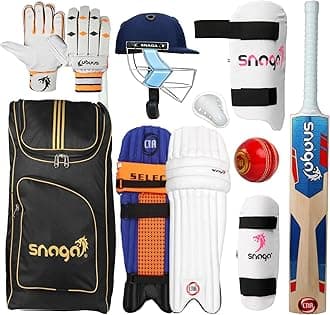 Eco Cricket Kit School Backpack for Boys and Girls - Full Equipment With Kashmir Willow Bat RH (Size 5 for 10-11 Years)