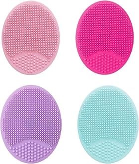 HieerBus Facial Cleansing Brush,Soft Silicone Face Scrubber,Facial Exfoliation Scrub for Massage Pore Cleansing Blackhead Removing Deep Scrubbing for All Kinds of Skins (2ed-4 Mixed Color)
