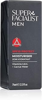 Super Facialist Moisturiser for Men with Hyaluronic Acid & SPF 10 Sun Cream - Hydrate & Repair Skin with Shea Butter, Vitamin A & Vitamin C, Vegan Friendly, 75 ml