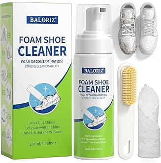 Shoe Cleaner, 6.76 Oz Sneaker Cleaner Kit with Brush & Towel, White Shoe Cleaner Removes Stain for Shoes, Suede, Boot