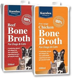 Pets Real Bone Broth - 1x Beef, 1x Chicken | 100% Real & Natural Bone Broth for Cats & Dogs | High in Collagen & Fibre for Healthy Joints, Gut, Digestion & Sickness Recovery | Upto 20 Servings