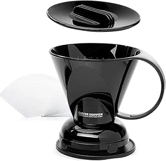 Coffee Dripper and Filters, Large 18 oz (Black)| Barista's Choice| Safe BPA Free Plastic|Includes 100 Filters