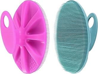 INNERNEED Food Grade Soft Silicone Body Cleansing Brush, Exfoliating & Gentle Massage for All Skin Types) Purple+Dark Green