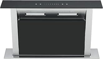 Cookology Downdraft Extractor Fan in Black Glass - 60cm Width - Kitchen Island Cooker Hood - Touch Slider Control Panel - Concealed in Worktop - Powerful Extraction Rate