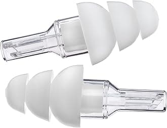 Etymotic Research ER20 High-Fidelity Earplugs (Concerts, Musicians, Airplanes, Motorcycles, Sensitivity and Universal Hearing Protection) - Large, Clear Stem w/ White Tip