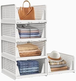 JD FRESH 4 Tier Foldable Storage for Clothes/Wardrobe Organizer Rack (Brown)