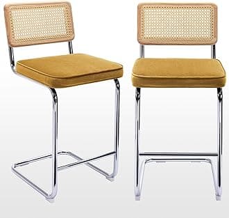 26‘’ Rattan counter stools, yellow