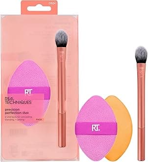 Precision Perfection Duo, Viral Kitten Paw Concealer Brush & Dual-Sided Powder Puff For Powder & Foundation, Travel Friendly Makeup Brush Set, Cruelty-Free, 2 Piece Set