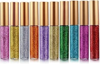 Spdoo 10 Colors Eyeliner Glitter Waterproof Shimmer Pigment Silver Gold Metallic Liquid Glitters Eyeliner