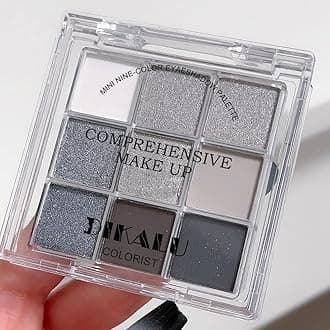 Black Smoky Eye shadow Palette, 9 Colors True Black Dark Grey Smokey Goth Makeup Pallet, 9 Soft Matte Shimmer High Pigmented Basic Black White silver eye shadow for Halloween