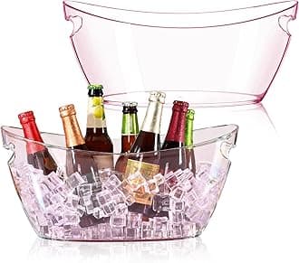 Ice Bucket 2 PCS, Ice Buckets for Parties, Mimosa Bar Supplies Beverage Tub for Valentine's Day Champagne Beer Sparkling Wine Cocktails（5.5L）Extra Large Model (pink) 16.5 * 7.3 * 6.8inch