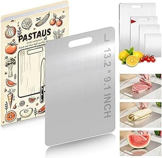 Stainless Steel Cutting Board,Double Sided Steel Cutting Boards for Kitchen Meat Vegetables & Fruits,Dishwasher Safe Easy to Clean (L Size)（13.2 × 9.1in)