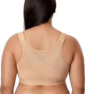 DELIMIRA Women's Front Closure Posture Wireless Back Support Full Coverage Bra