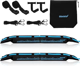 Universal Car Soft Roof Rack，Roof Pads Luggage Carrier for Kayak, Surfboard SUP, Canoe Include Storage Bag, 2 Quick Loop Strap, 2 Tie Down Rope, and 2 Heavy Duty Tie Down Straps