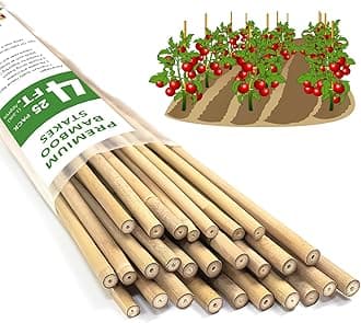 Plant Stakes,25Pcs Bamboo Stakes,4 FT Natural Bamboo Plant Support Stakes,Bamboo Stakes for Indoor and Outdoor Plants Tomatoes Beans Flowers Potted Plants Climbing Support