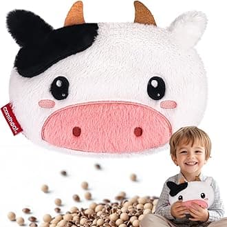 Cow Microwave Heating Pad - Hot & Cold Therapy with Natural Flaxseed Filling, Moist Heat for Cramps, Shoulder Muscle Pain Relief, Natural Heat Pack Moist Heat with Washable Cover