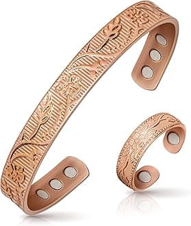 Copper Bracelet for Women, Magnetic Lymph Detox Ring and Magnetic Copper Bracelet, 100% Solid Pure Copper Jewelry Gift