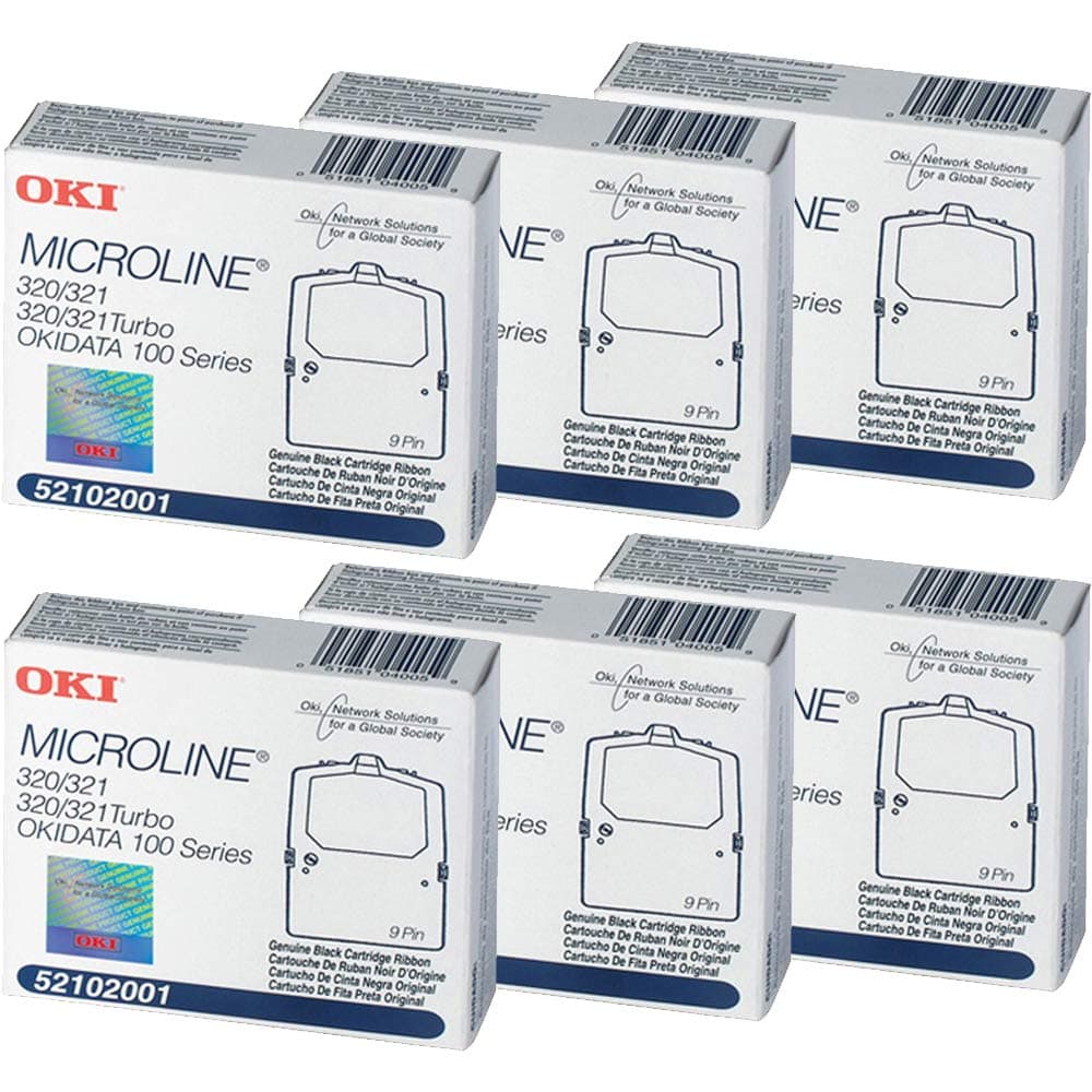 (6 Pack Value Bundle) OKI52102001 52102001 Ribbon, Black