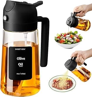 470ml 2 in 1 Oil Dispenser and Oil Sprayer, Olive Oil Dispenser for Air Fryer, Kitchen, Salad, Barbecue (Black)