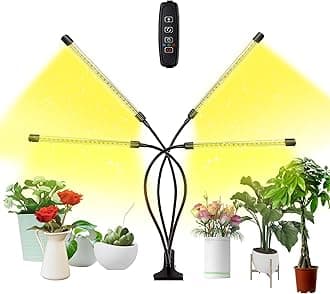 bseah Plant Lights for Indoor Plants, Grow Lights for Seed Starting Auto ON & Off Full Spectrum LED with Timer 4 Tubes