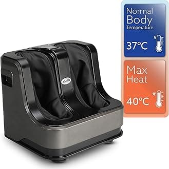 Rejoice Foot, Calf and Leg Massager with Lukewarm Heating and Vibration, 80W, 4 Motors, Rolling & Kneading Functions for Muscle Relaxation & Improving Blood Circulation (Grey)