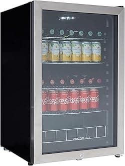 Cookology CBC130 Undercounter Drinks Fridge, 54cm Glass Door Beverage Cooler (Silver)