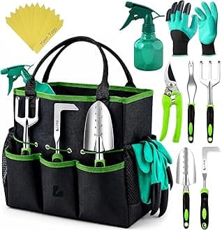GROWIT Heavy Duty Gardening Tools - Gardening Gifts for Women, Men, Mom, Dad - Durable, Ergonomic Garden Tools Set