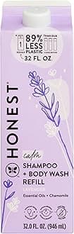 The Honest Company 2-in-1 Cleansing Shampoo Body Wash Refill Carton Gentle for Baby, Naturally Derived, Tear-free, Hypoallergenic, Lavender Calm, 32 fl oz
